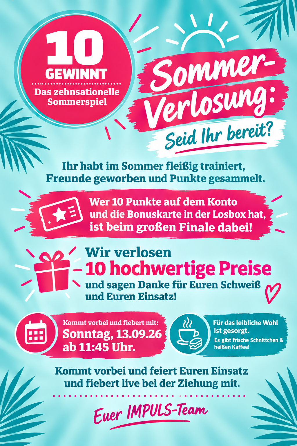 Sommerverlosung 2026 am 13.09.26 um 11:45 Uhr