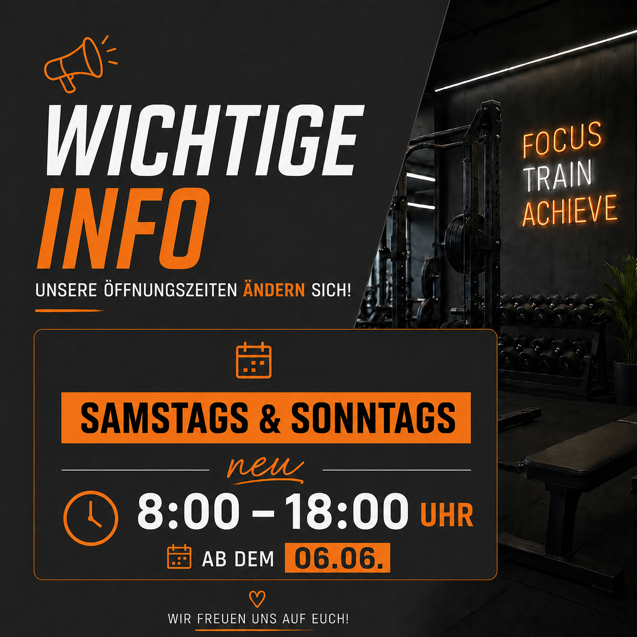 Unsere Öffnungszeiten an den Wochenenden ab dem 06.06.26